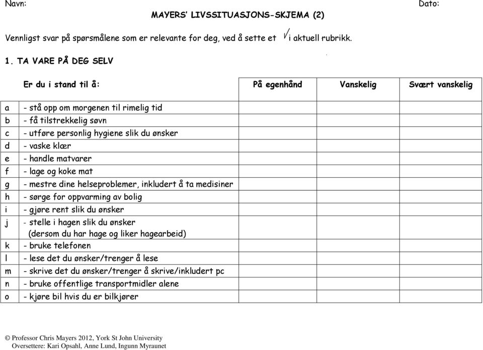 ønskr - vsk klær - hnl mtvrr - lg og kok mt - mstr in hlsprolmr, inklurt å t misinr - sørg for oppvrming v olig - gjør rnt slik u ønskr - stll i hgn slik u ønskr (rsom u hr hg