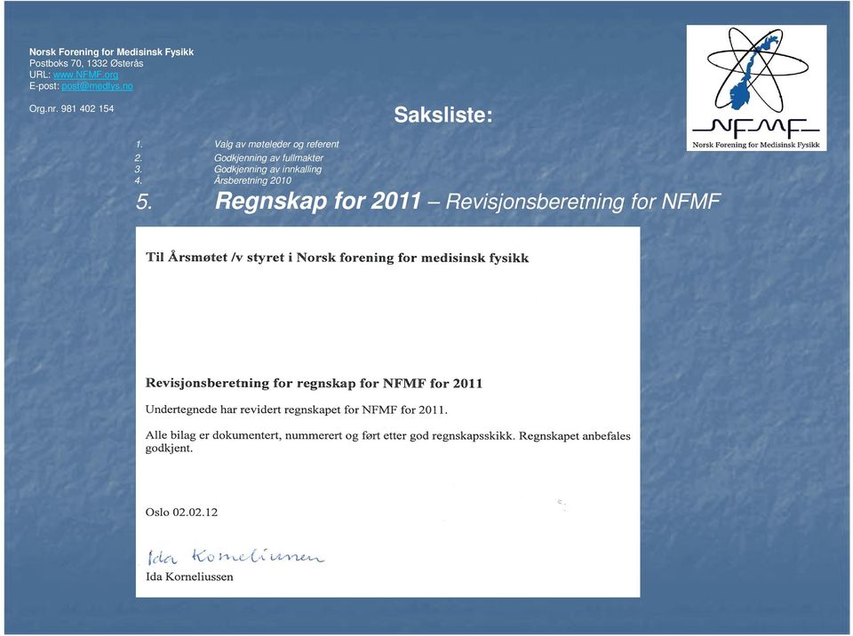 Regnskap for 2011