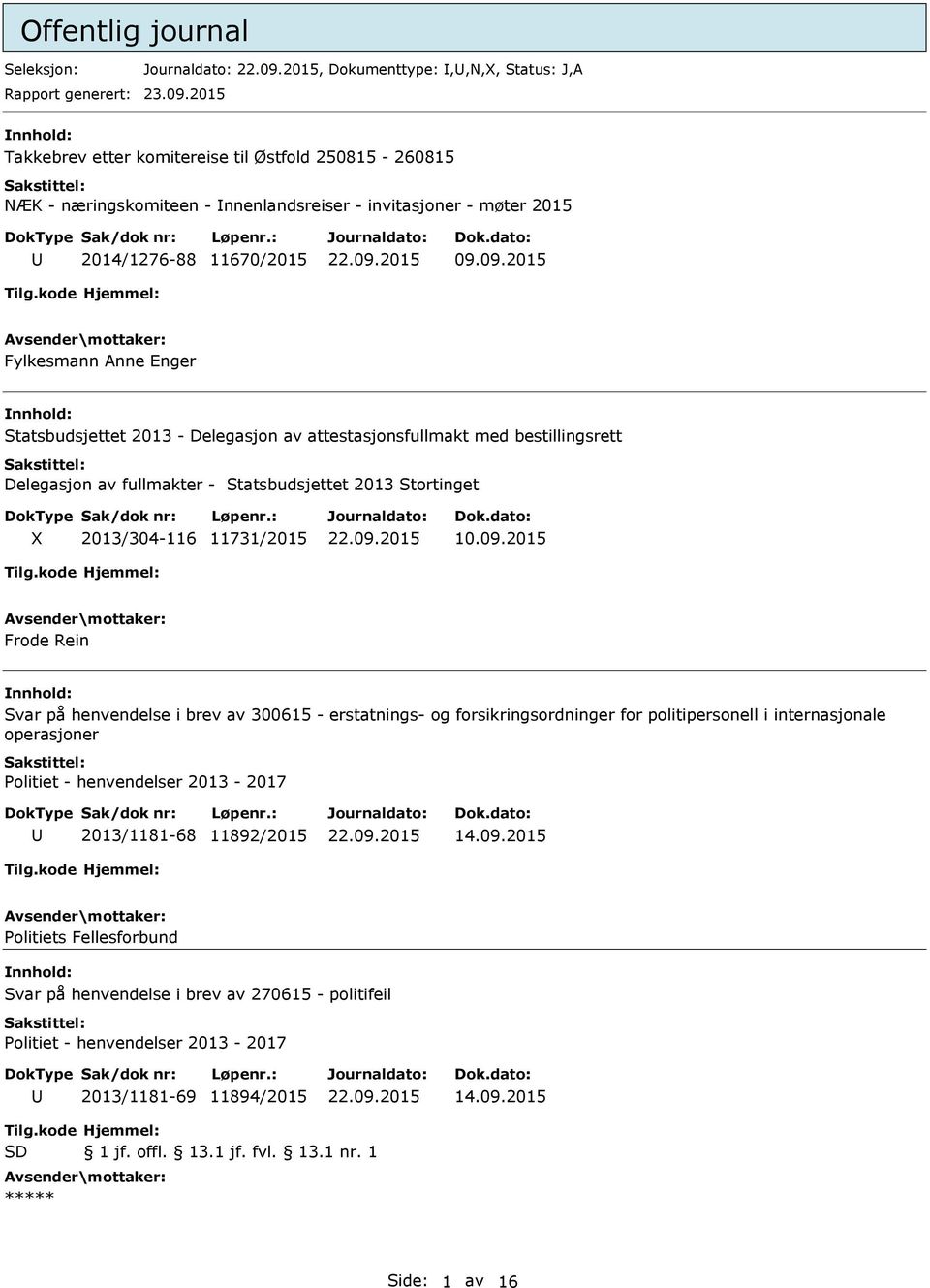 09.2015 Fylkesmann Anne Enger nnhold: Statsbudsjettet 2013 - Delegasjon av attestasjonsfullmakt med bestillingsrett Delegasjon av fullmakter - Statsbudsjettet 2013 Stortinget X 2013/304-116