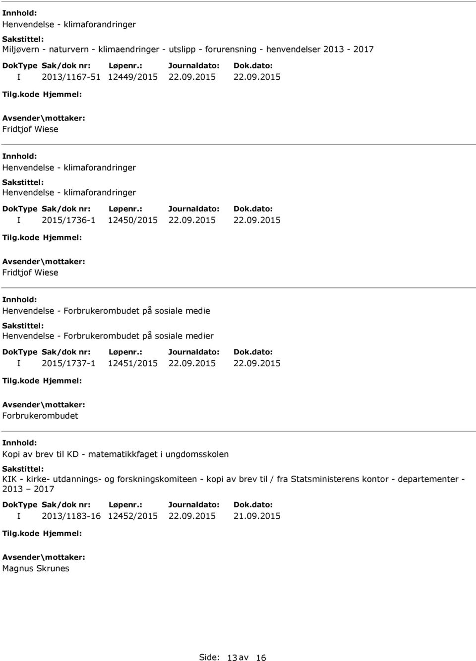 medie Henvendelse - Forbrukerombudet på sosiale medier 2015/1737-1 12451/2015 Forbrukerombudet nnhold: Kopi av brev til KD - matematikkfaget i ungdomsskolen KK -