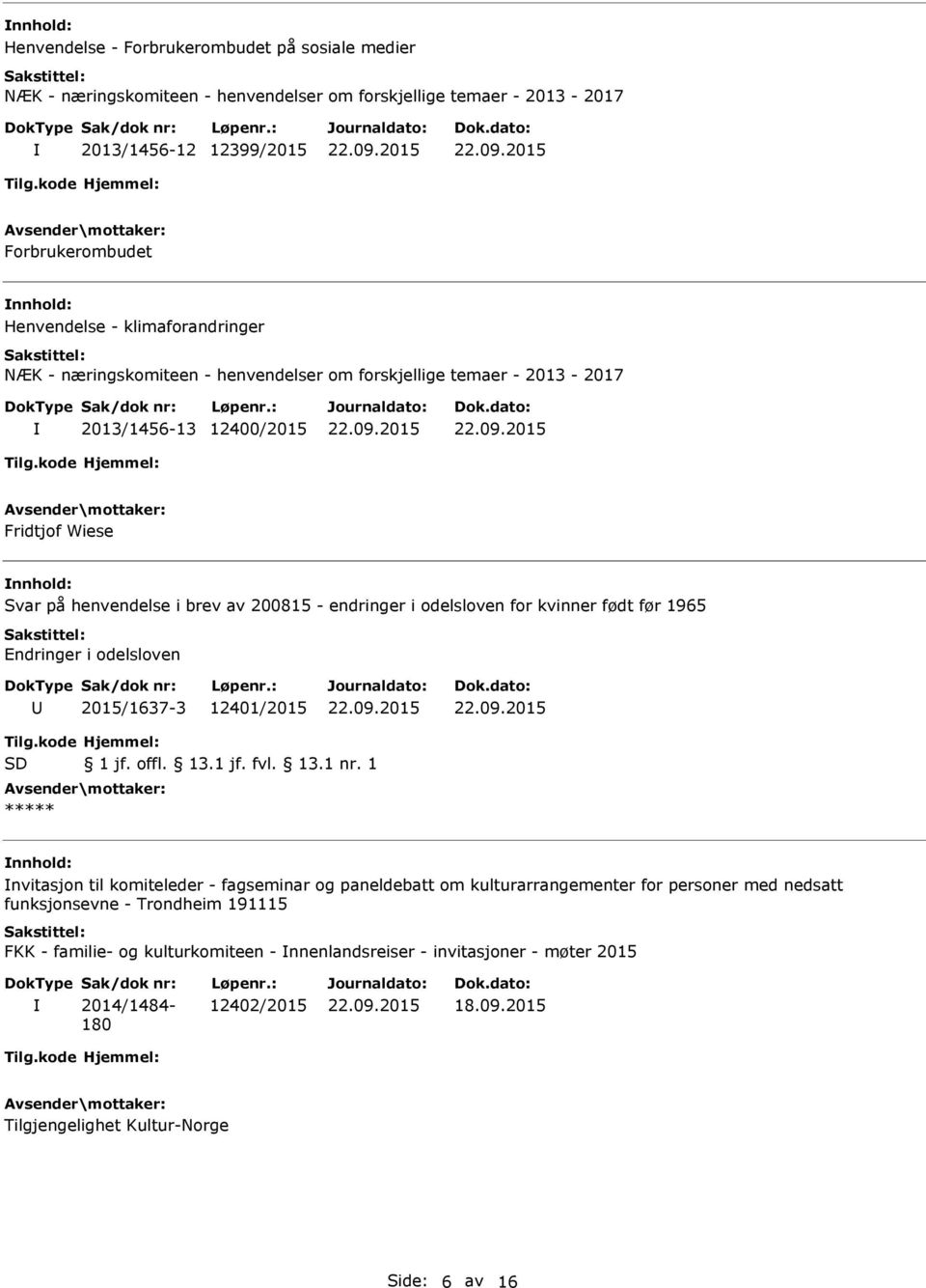 for kvinner født før 1965 Endringer i odelsloven U 2015/1637-3 12401/2015 Tilg.kode SD Hjemmel: 1 jf. offl. 13.1 jf. fvl. 13.1 nr.