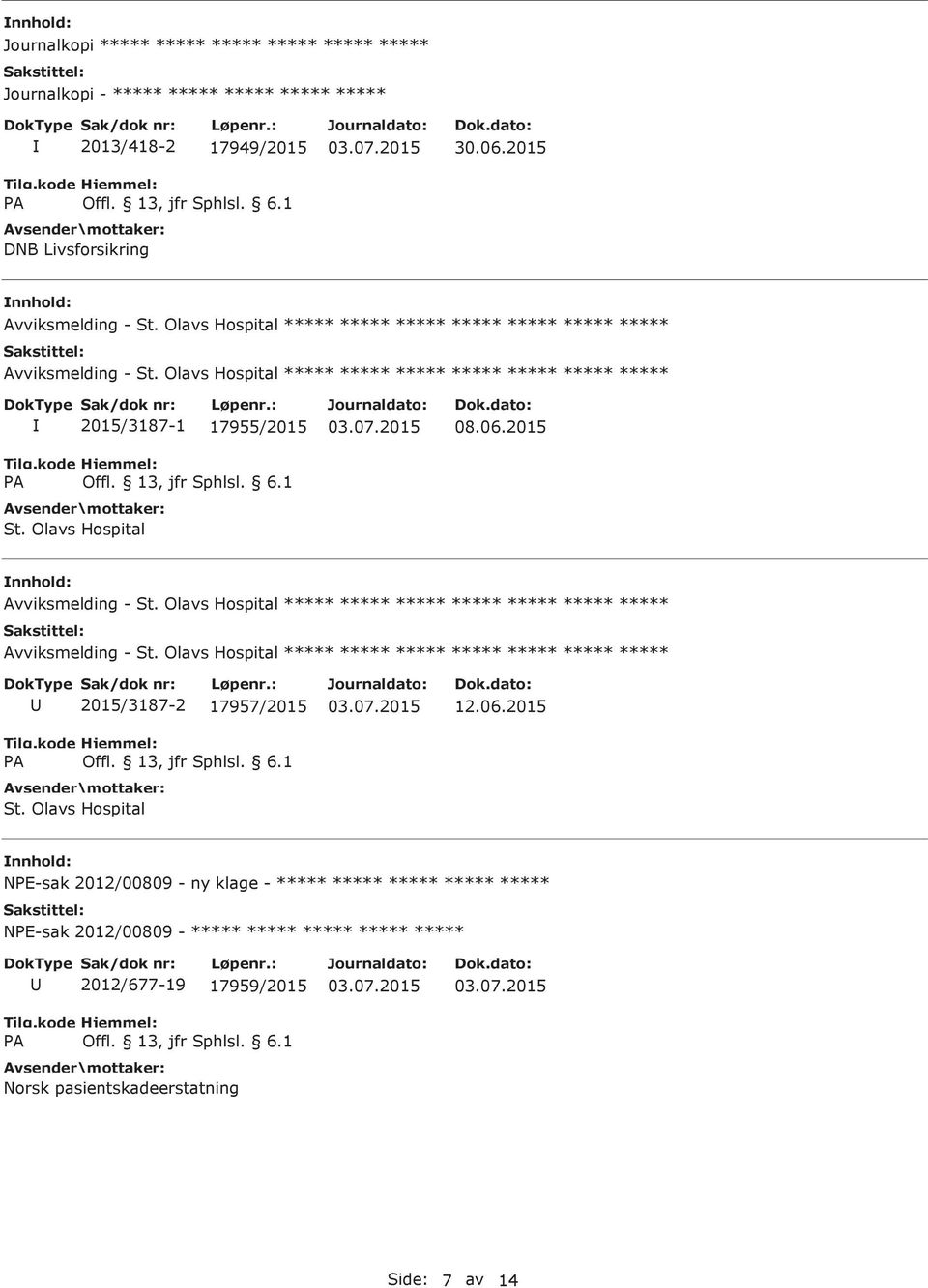 2015 Avviksmelding - St. Olavs Hospital Avviksmelding - St. Olavs Hospital 2015/3187-2 17957/2015 St.