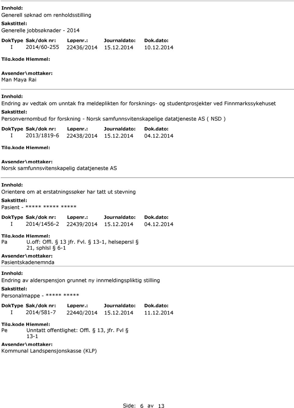 samfunnsvitenskapelige datatjeneste AS ( NSD ) 2013/1819-6 22438/2014 04.12.