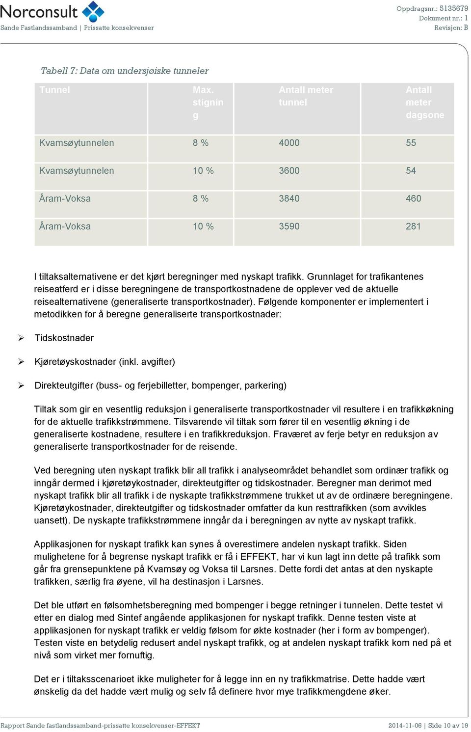 beregninger med nyskapt trafikk.