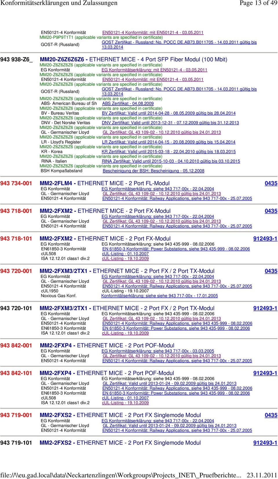 certificate) EG Konformität EG Konformitätserklärung: mit EN50121-4 - 03.05.