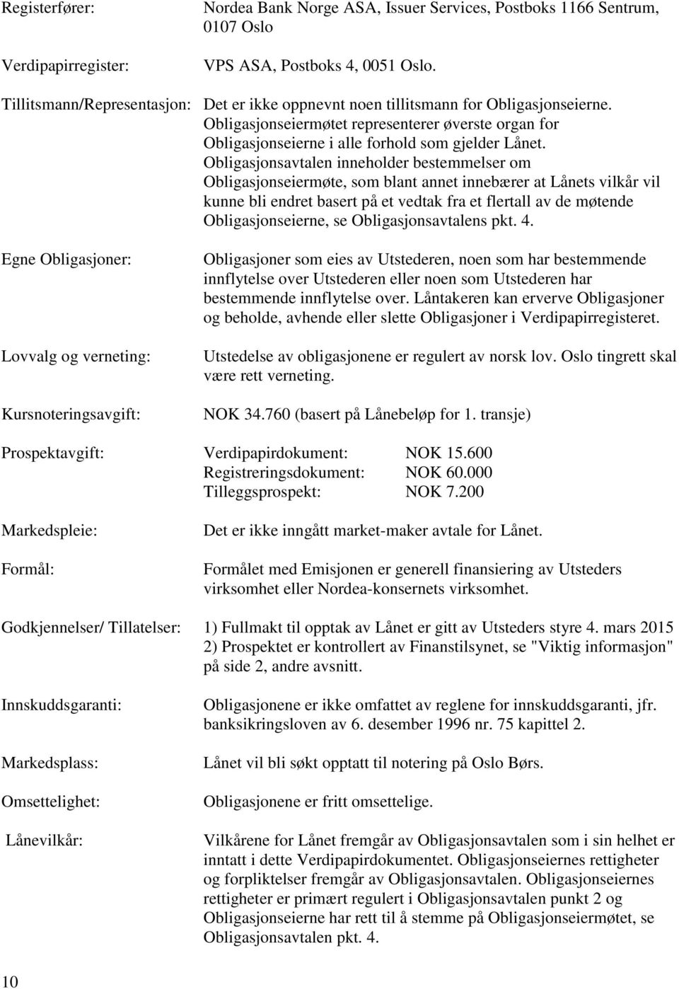 Obligasjonsavtalen inneholder bestemmelser om Obligasjonseiermøte, som blant annet innebærer at Lånets vilkår vil kunne bli endret basert på et vedtak fra et flertall av de møtende Obligasjonseierne,