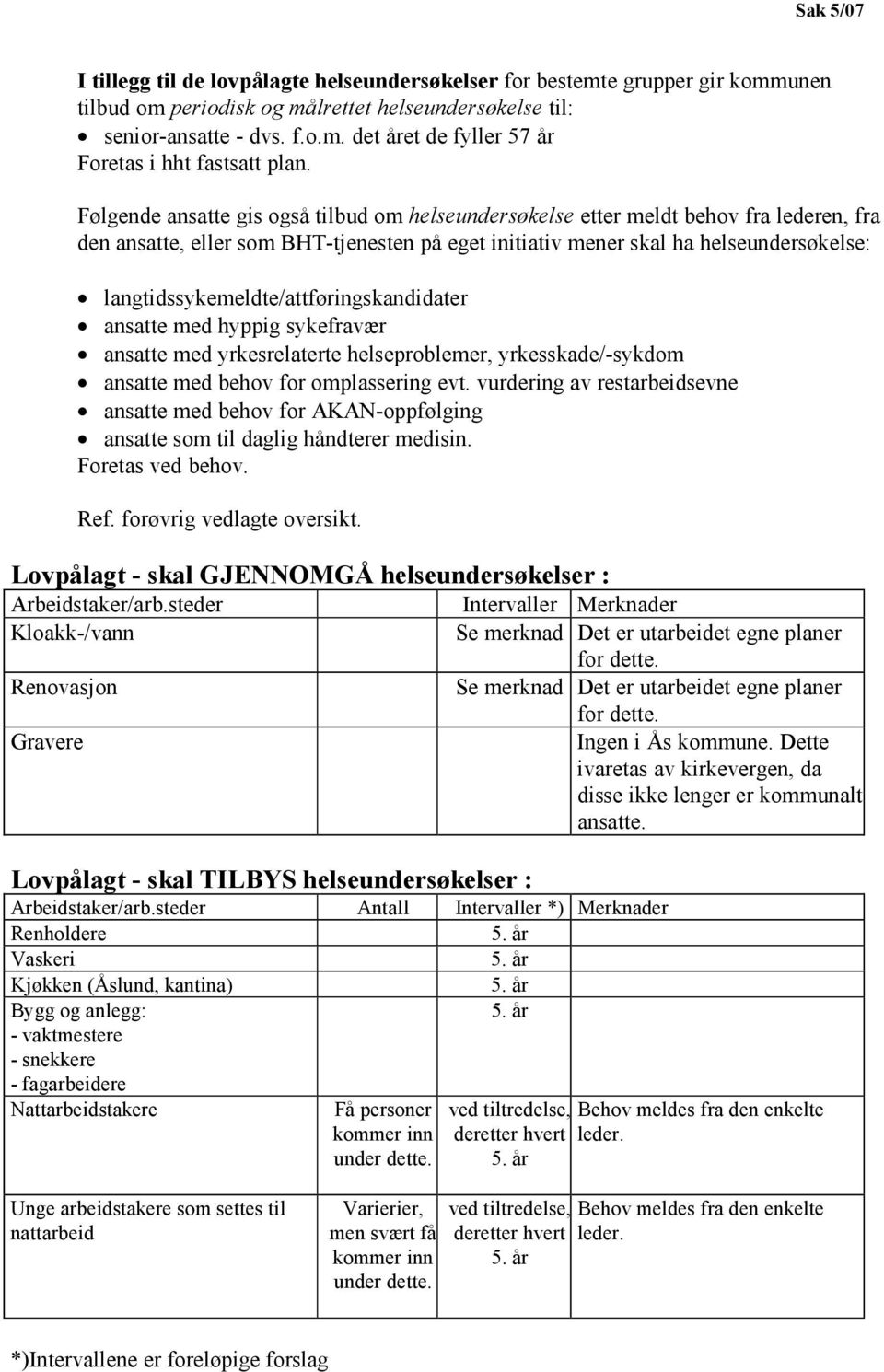 langtidssykemeldte/attføringskandidater ansatte med hyppig sykefravær ansatte med yrkesrelaterte helseproblemer, yrkesskade/-sykdom ansatte med behov for omplassering evt.