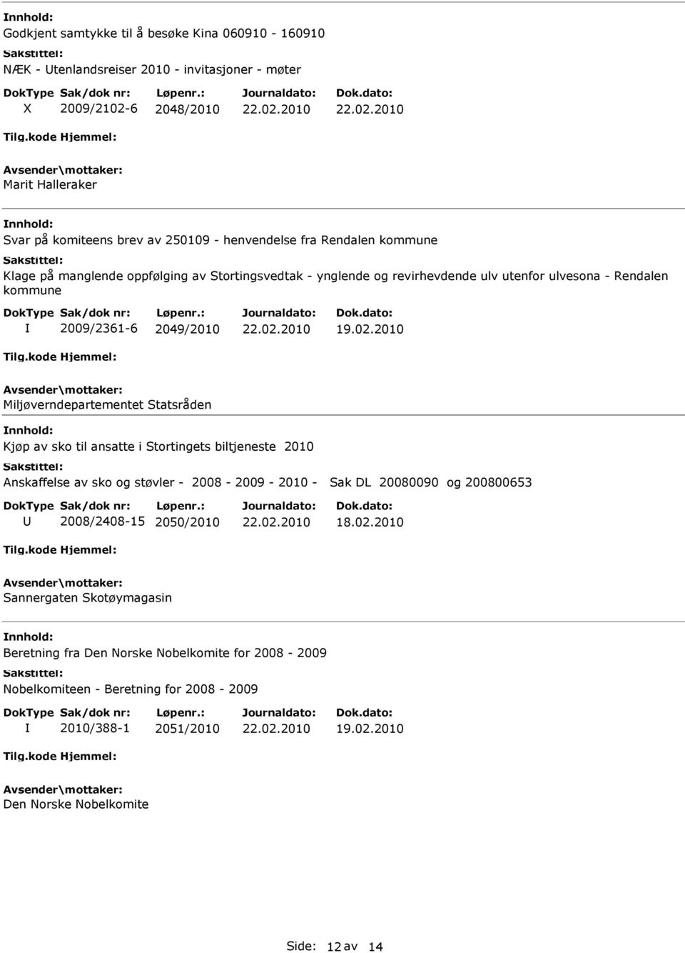 Miljøverndepartementet Statsråden Kjøp av sko til ansatte i Stortingets biltjeneste 2010 Anskaffelse av sko og støvler - 2008-2009 - 2010 - Sak DL 20080090 og 200800653 2008/2408-15