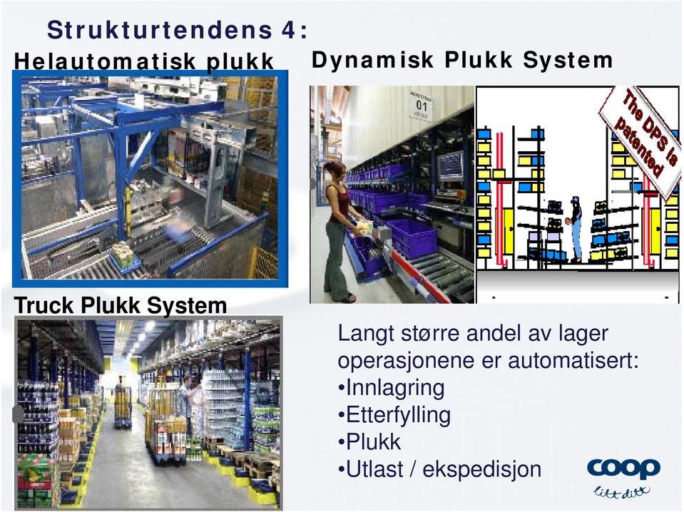 større andel av lager operasjonene er