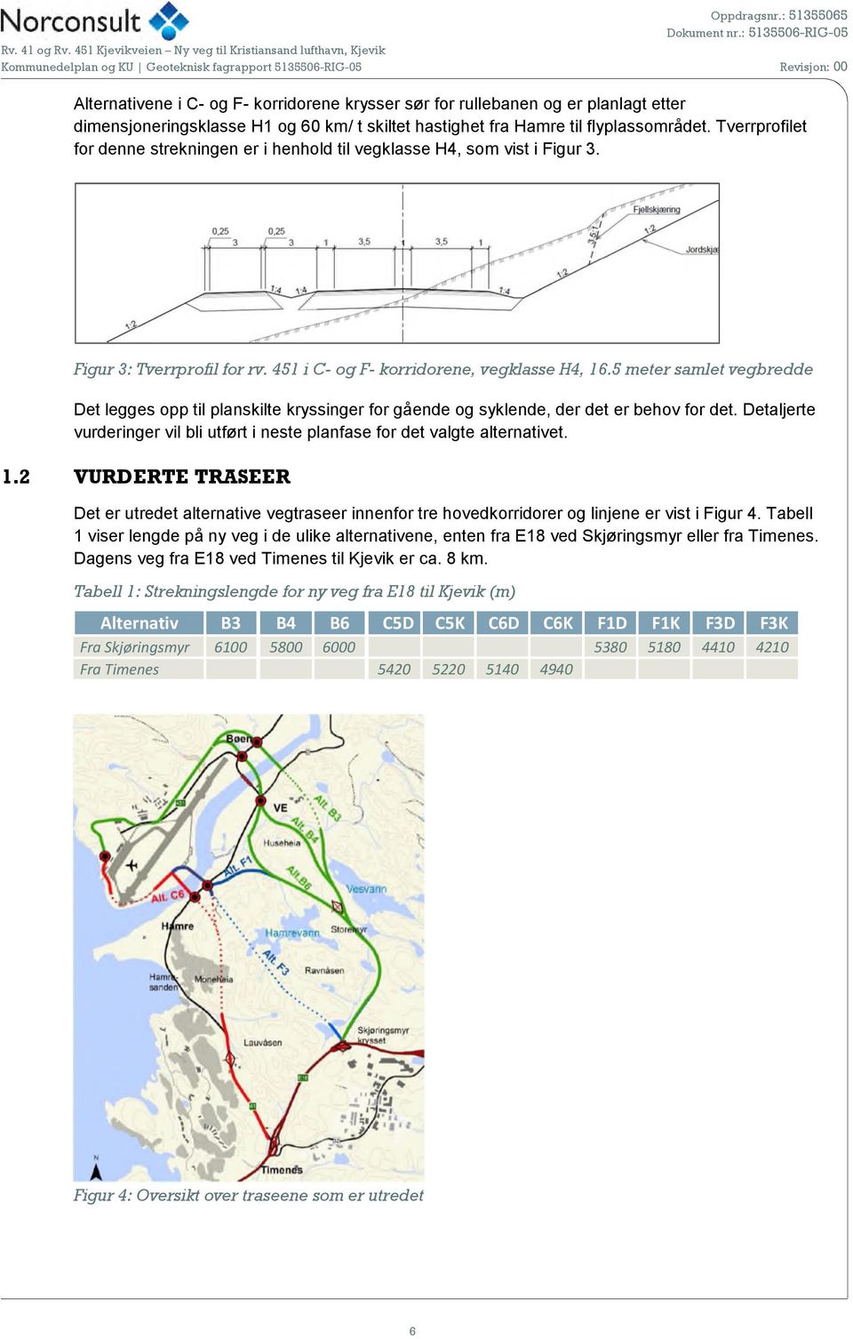 5 meter samlet vegbredde Det legges opp til planskilte kryssinger for gående og syklende, der det er behov for det. Detaljerte vurderinger vil bli utført i neste planfase for det valgte alternativet.