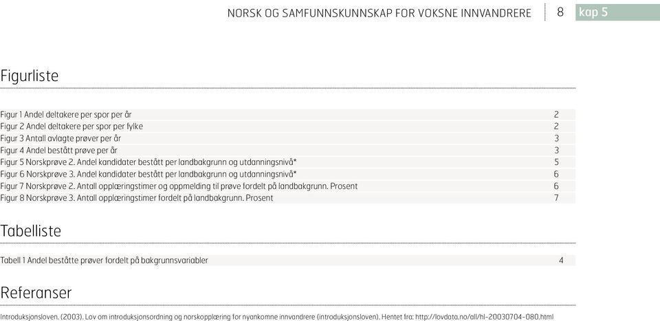 Andel kandidater bestått per landbakgrunn og utdanningsnivå* 6 Figur 7 Norskprøve 2. Antall opplæringstimer og oppmelding til prøve fordelt på landbakgrunn. Prosent 6 Figur 8 Norskprøve 3.