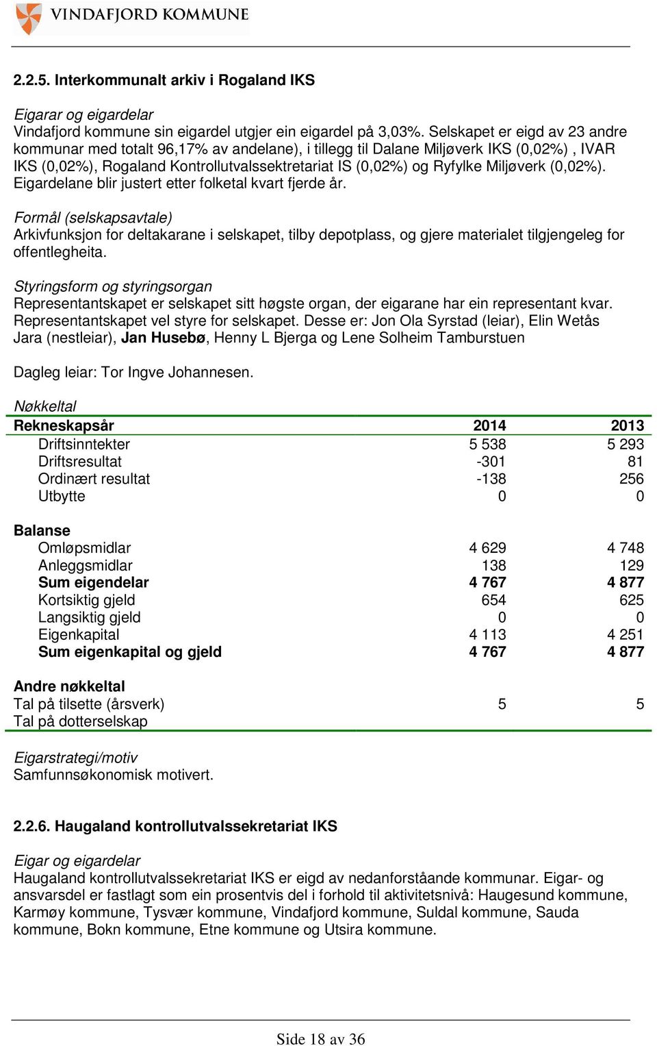 Miljøverk (0,02%). Eigardelane blir justert etter folketal kvart fjerde år. Arkivfunksjon for deltakarane i selskapet, tilby depotplass, og gjere materialet tilgjengeleg for offentlegheita.