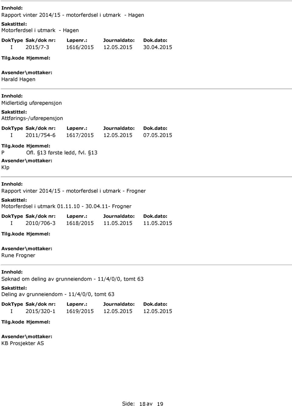 13 første ledd, fvl. 13 Klp nnhold: Rapport vinter 2014/15 - motorferdsel i utmark - Frogner Motorferdsel i utmark 01.11.10-30.04.