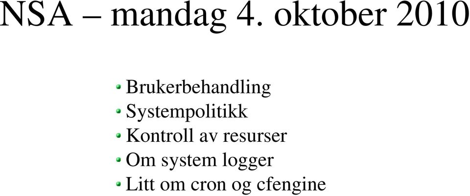 Systempolitikk Kontroll av