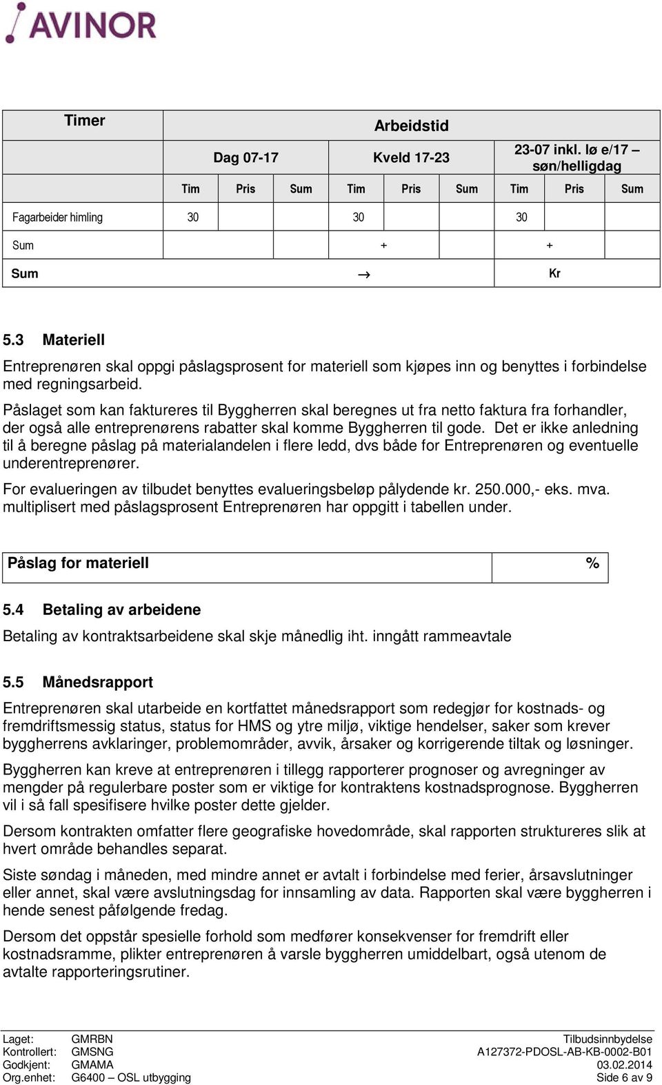 Påslaget som kan faktureres til Byggherren skal beregnes ut fra netto faktura fra forhandler, der også alle entreprenørens rabatter skal komme Byggherren til gode.