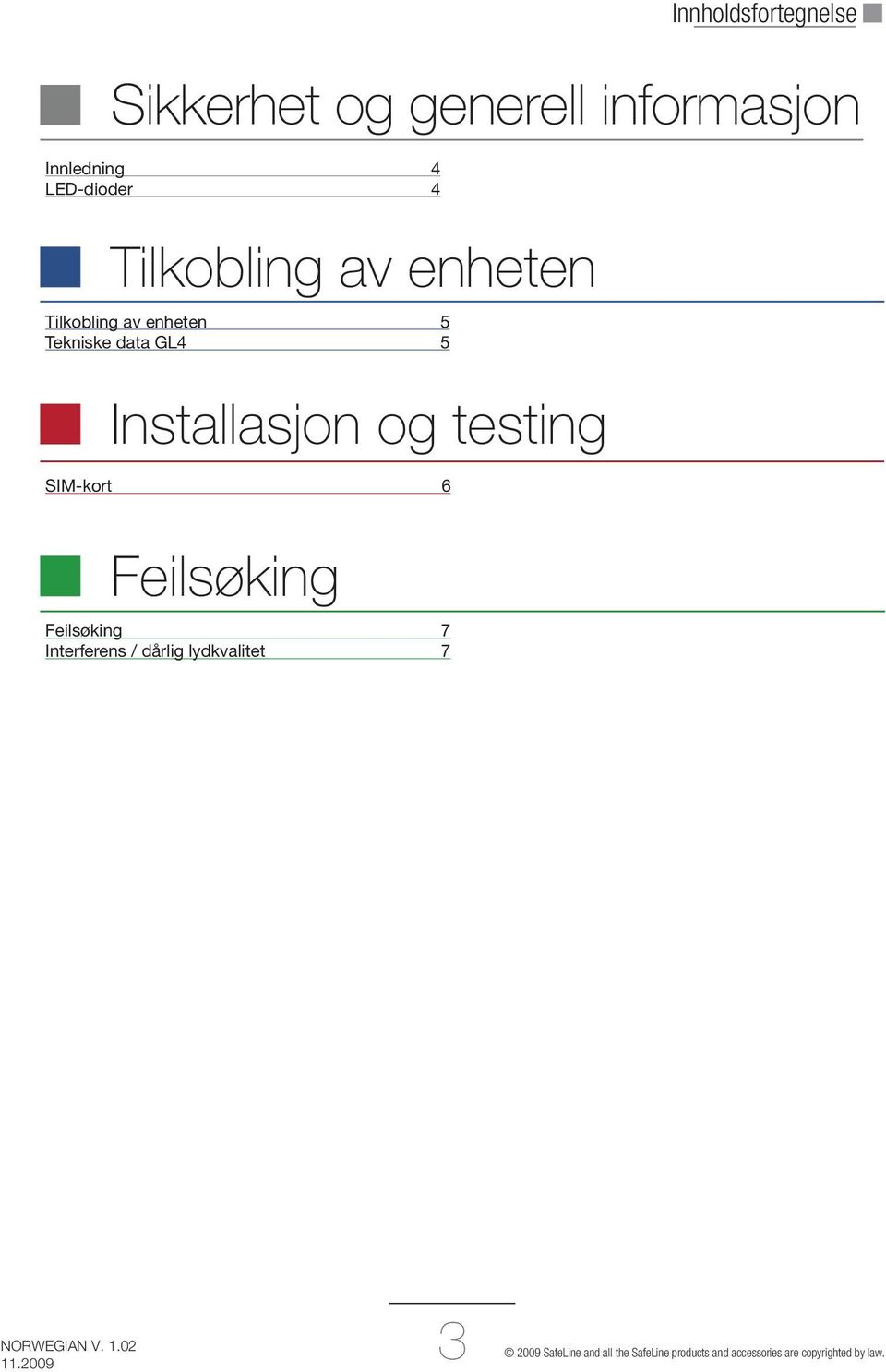 Innledning 4 LED-dioder 4 Feilsøking Feilsøking 7 Interferens / dårlig