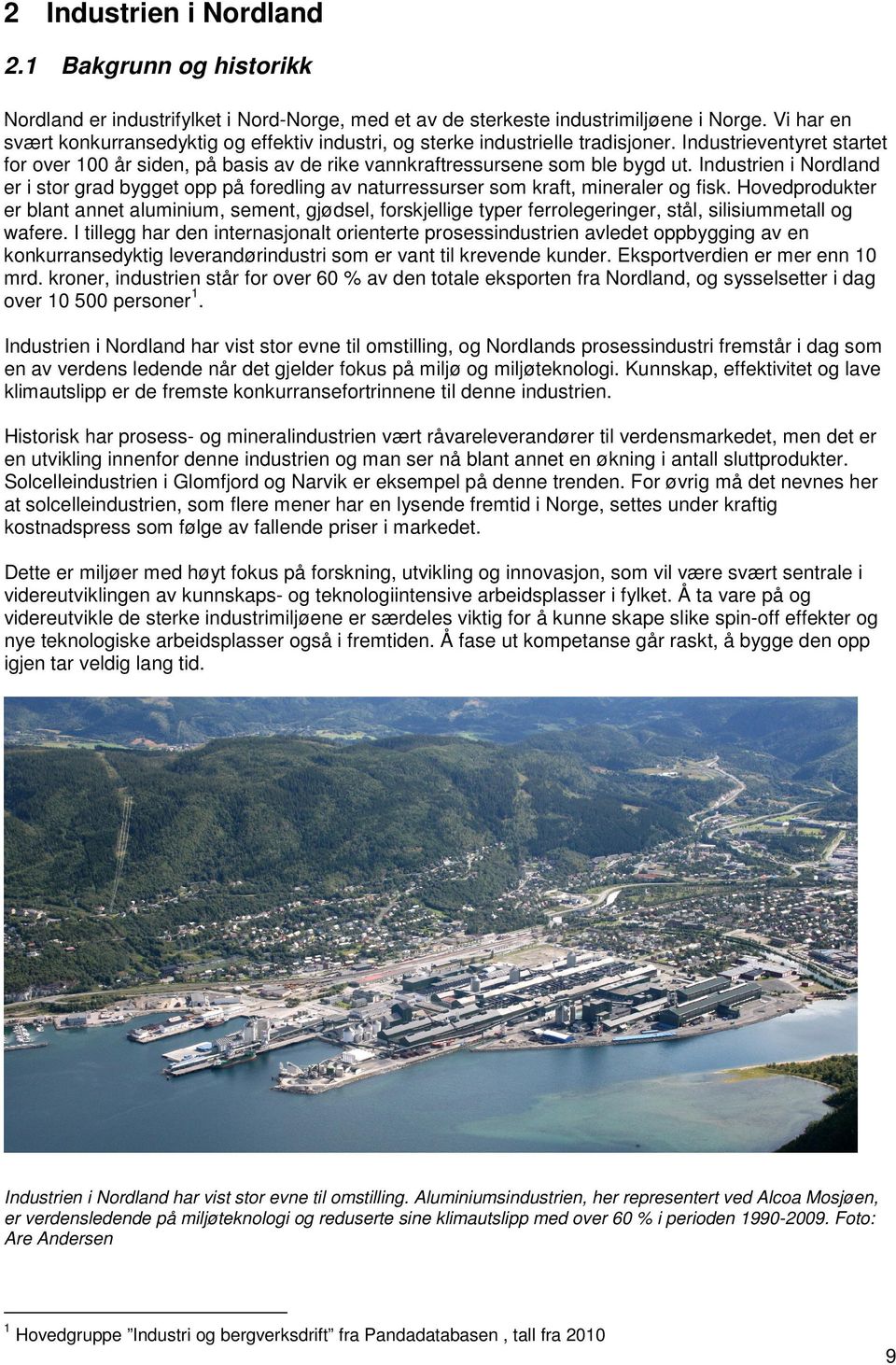 Industrien i Nordland er i stor grad bygget opp på foredling av naturressurser som kraft, mineraler og fisk.
