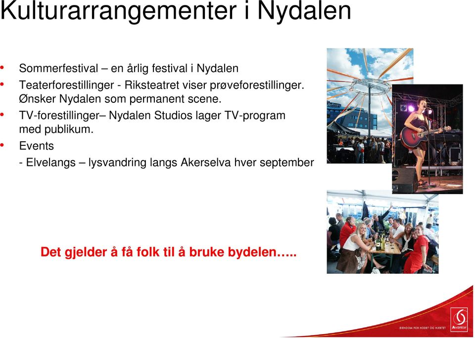 Ønsker Nydalen som permanent scene.