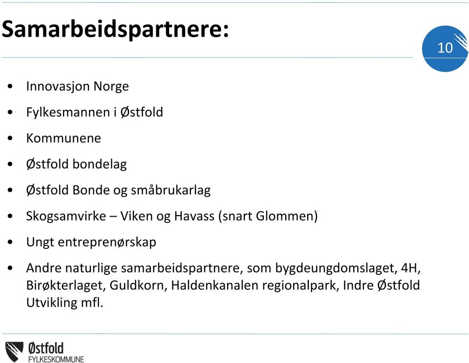 Glommen) Ungt entreprenørskap Andre naturlige samarbeidspartnere, som