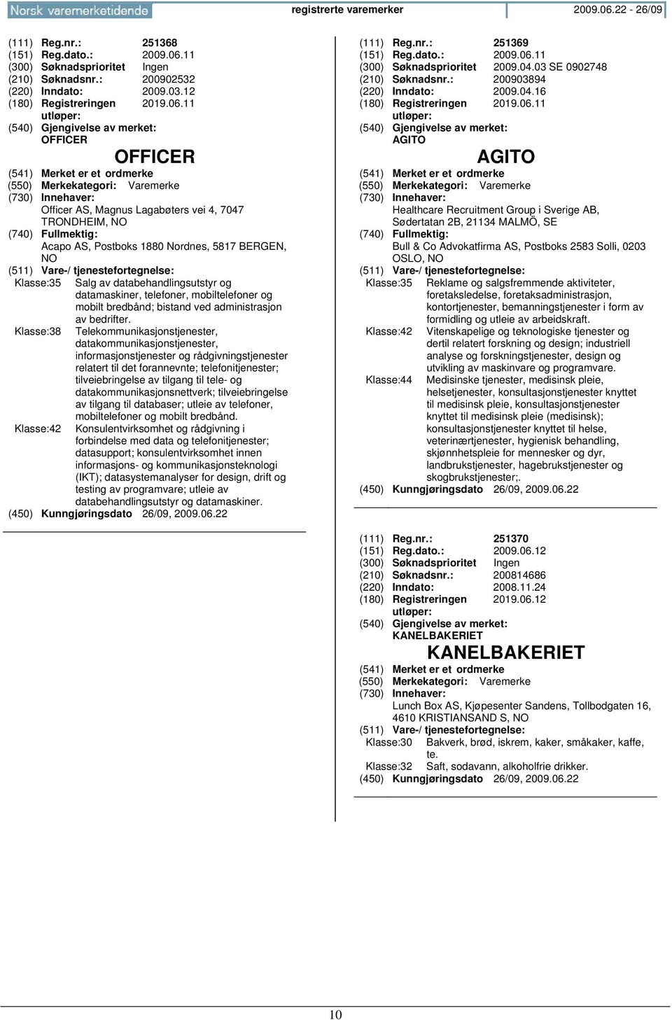 11 (210) Søknadsnr.: 200902532 (220) Inndato: 2009.03.12 (180) Registreringen 2019.06.