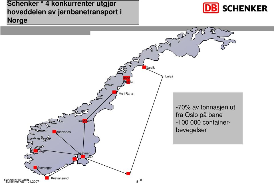 -70% av tonnasjen ut fra Oslo på bane -100 000