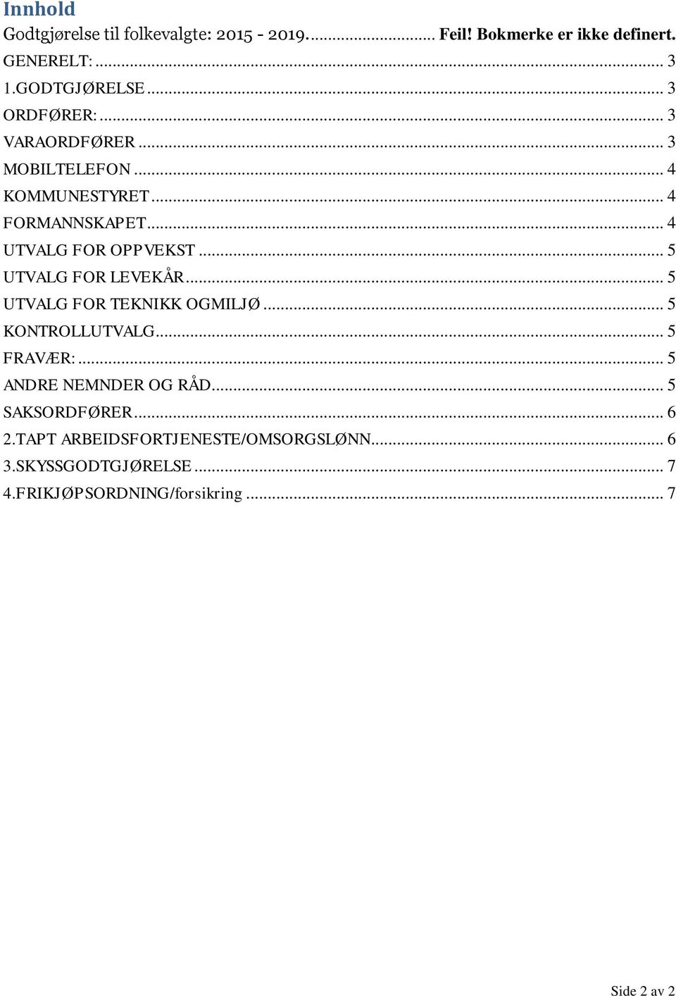 .. 5 UTVALG FOR LEVEKÅR... 5 UTVALG FOR TEKNIKK OGMILJØ... 5 KONTROLLUTVALG... 5 FRAVÆR:... 5 ANDRE NEMNDER OG RÅD.