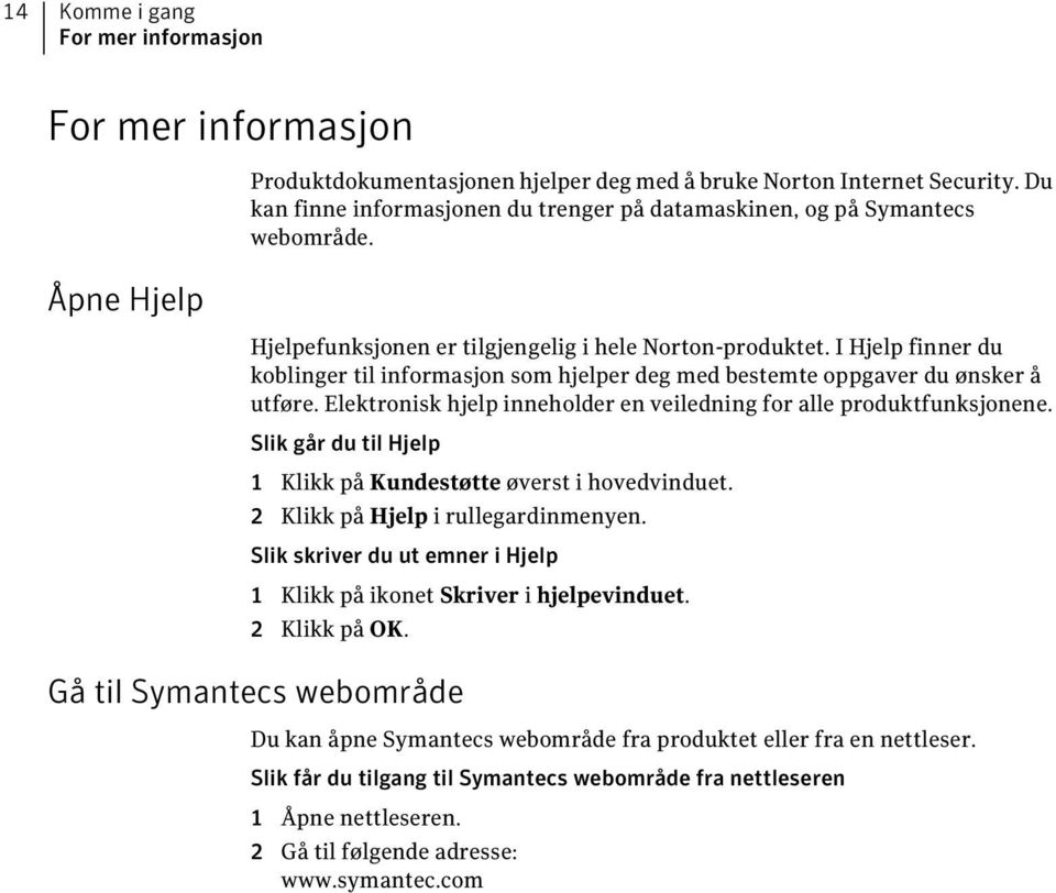 I Hjelp finner du koblinger til informasjon som hjelper deg med bestemte oppgaver du ønsker å utføre. Elektronisk hjelp inneholder en veiledning for alle produktfunksjonene.