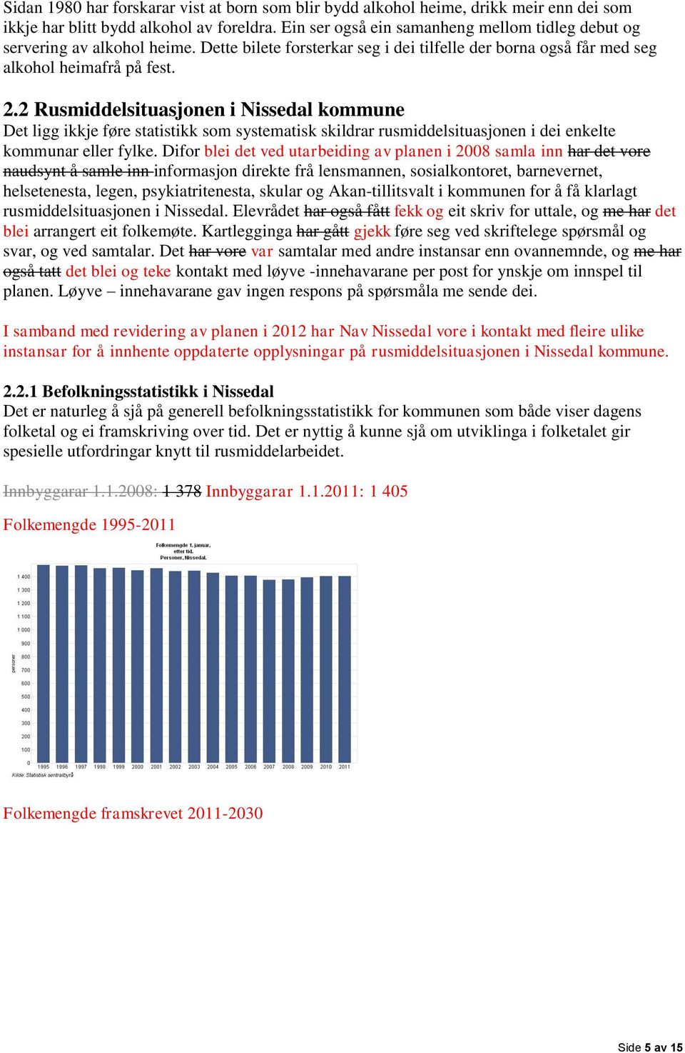 2 Rusmiddelsituasjonen i Nissedal kommune Det ligg ikkje føre statistikk som systematisk skildrar rusmiddelsituasjonen i dei enkelte kommunar eller fylke.