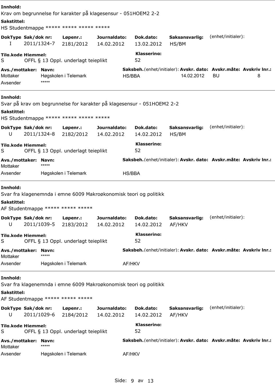 måte: Avskriv lnr.: H/BBA var fra klagenemnda i emne 6009 Makroøkonomisk teori og politikk AF tudentmappe ***** ***** ***** 2011/1039-5 2183/2012 aksbeh. Avskr. dato: Avskr.