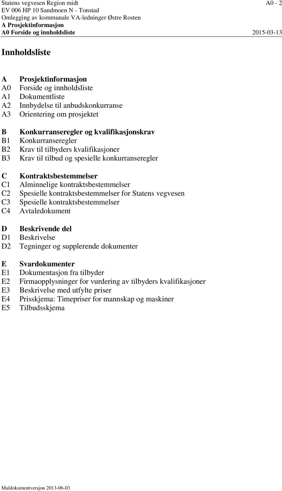 kvalifikasjonskrav Konkurranseregler Krav til tilbyders kvalifikasjoner Krav til tilbud og spesielle konkurranseregler Kontraktsbestemmelser Alminnelige kontraktsbestemmelser Spesielle