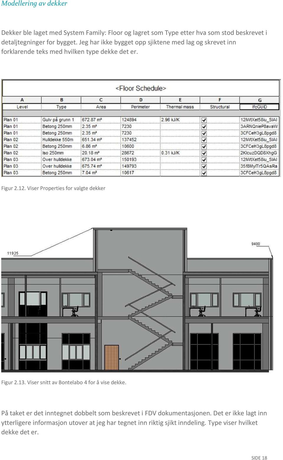 Viser Properties for valgte dekker Figur 2.13. Viser snitt av Bontelabo 4 for å vise dekke.