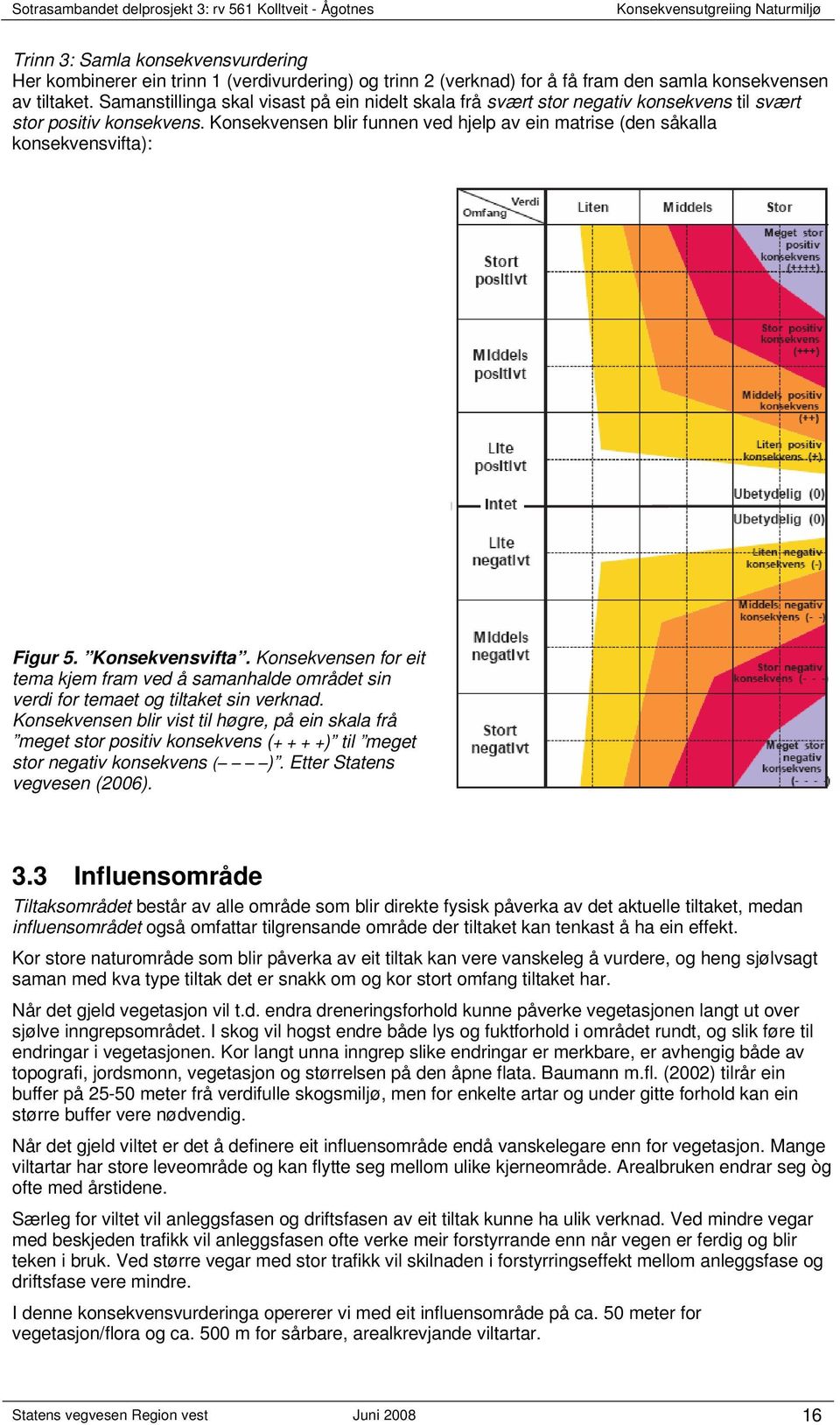 Konsekvensen blir funnen ved hjelp av ein matrise (den såkalla konsekvensvifta): Figur 5. Konsekvensvifta.