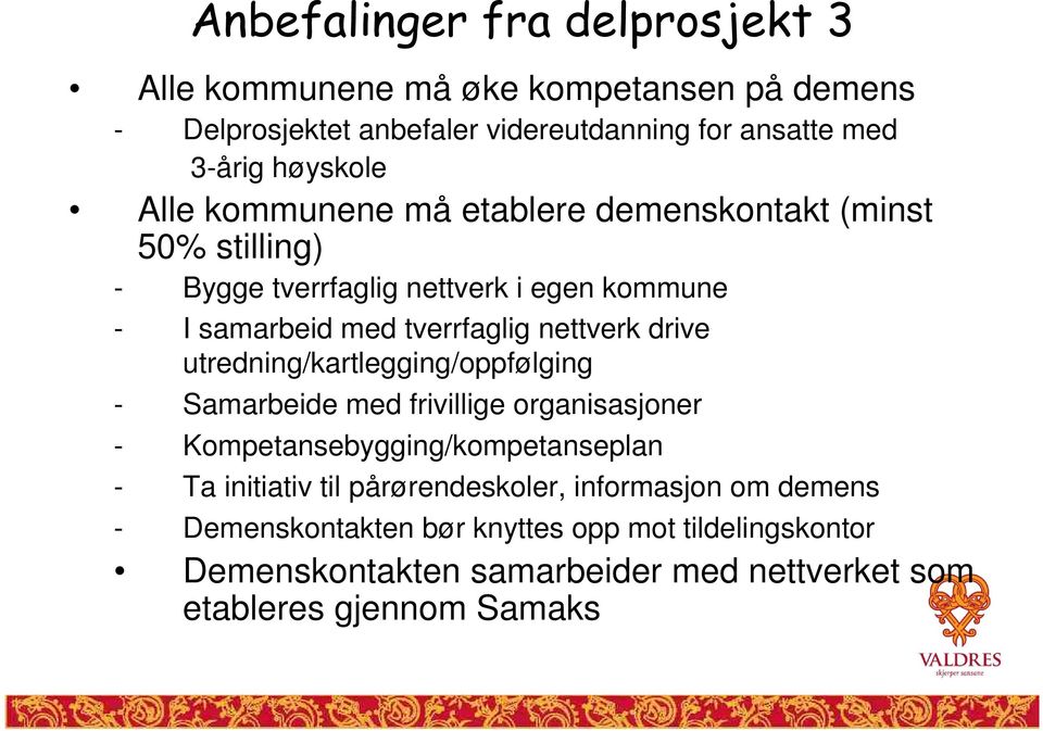 drive utredning/kartlegging/oppfølging - Samarbeide med frivillige organisasjoner - Kompetansebygging/kompetanseplan - Ta initiativ til