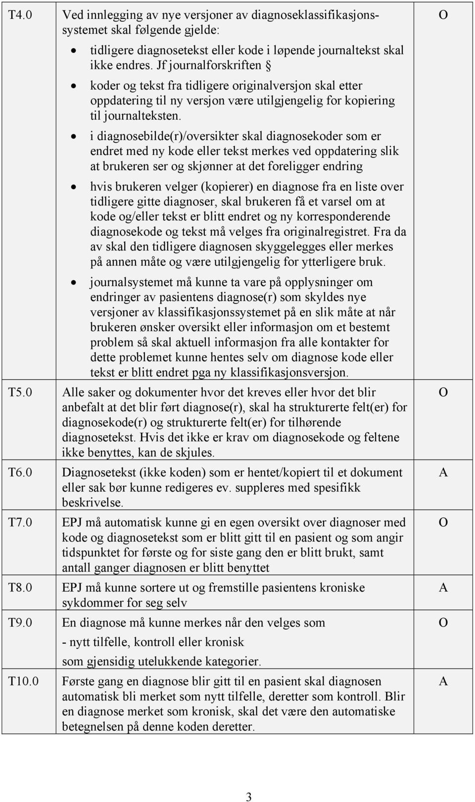 i diagnosebilde(r)/oversikter skal diagnosekoder som er endret med ny kode eller tekst merkes ved oppdatering slik at brukeren ser og skjønner at det foreligger endring hvis brukeren velger