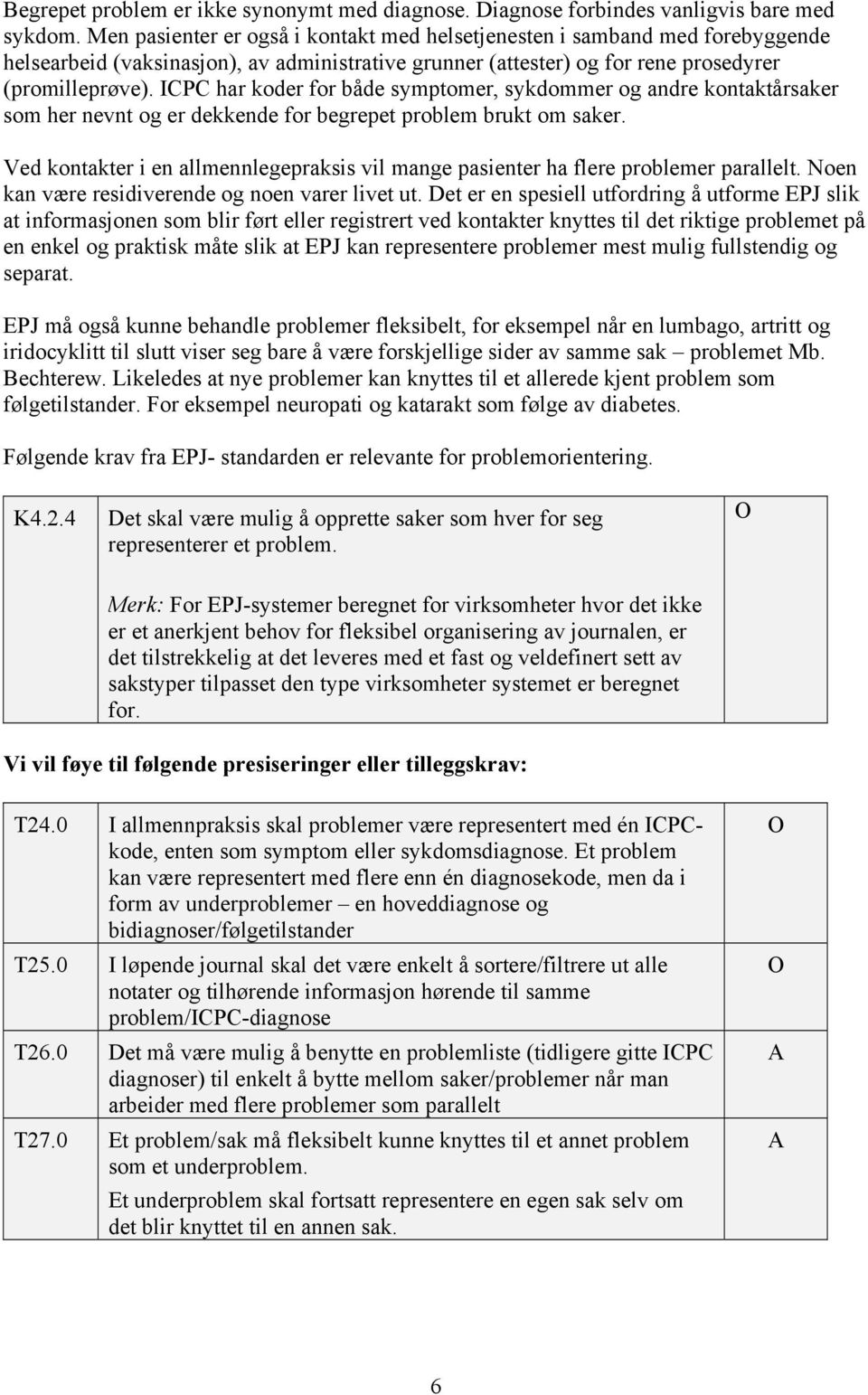 ICPC har koder for både symptomer, sykdommer og andre kontaktårsaker som her nevnt og er dekkende for begrepet problem brukt om saker.