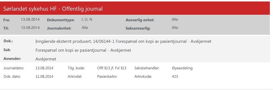 Øyeavdeling Dok. dato: 11.08.