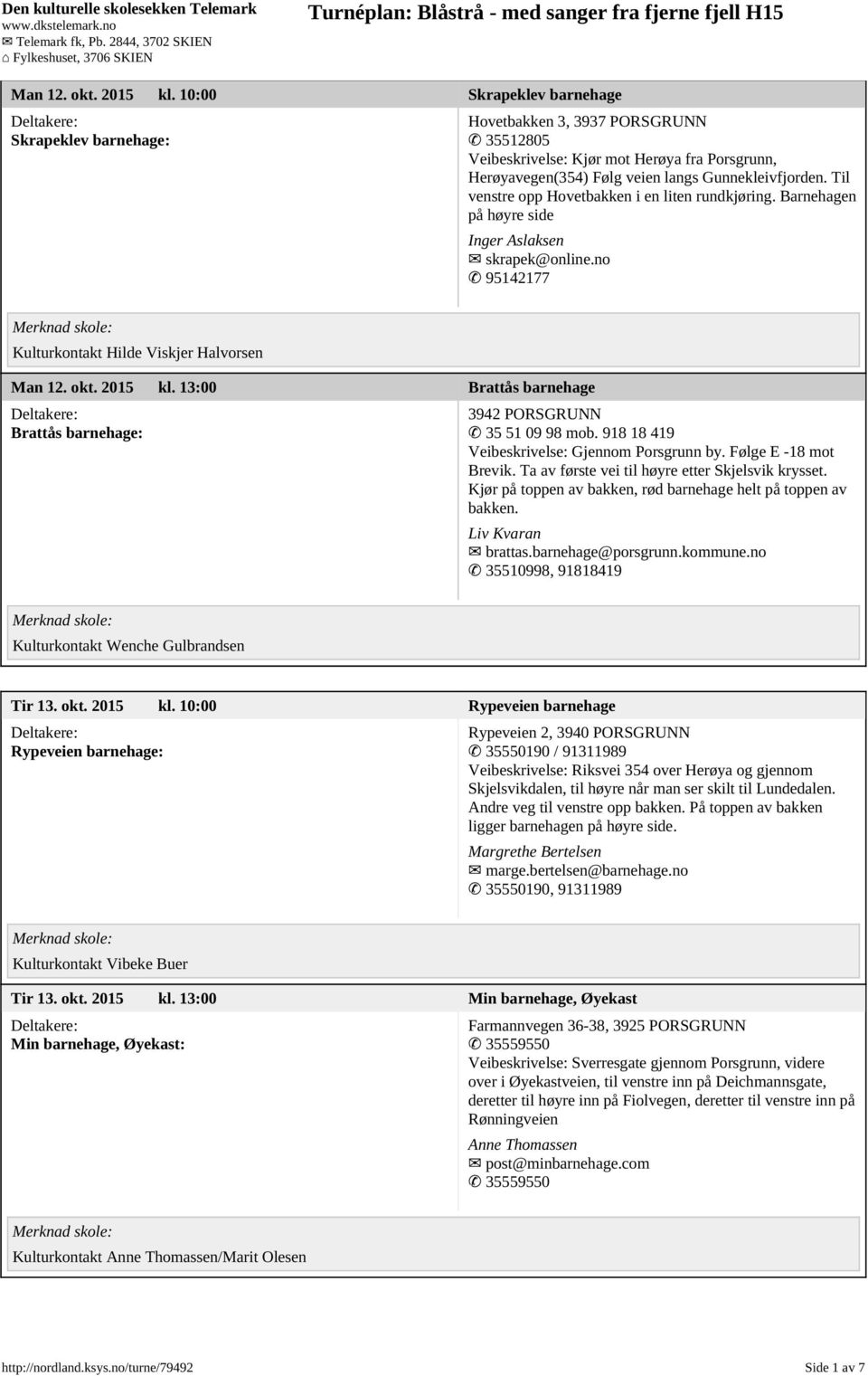 Til venstre opp Hovetbakken i en liten rundkjøring. Barnehagen på høyre side Inger Aslaksen skrapek@online.