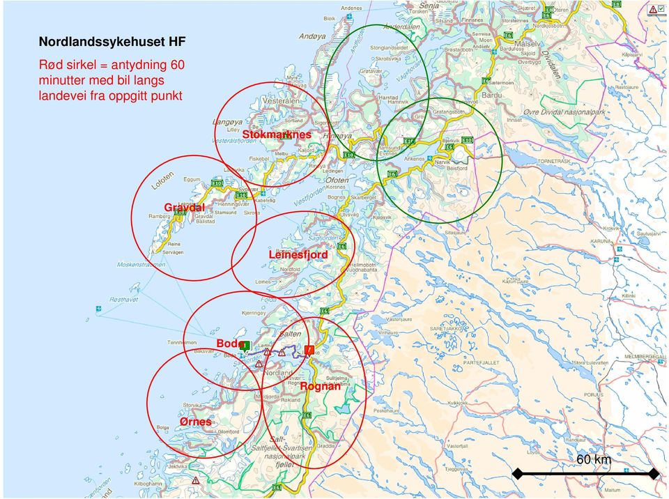 landevei fra oppgitt punkt Stokmarknes