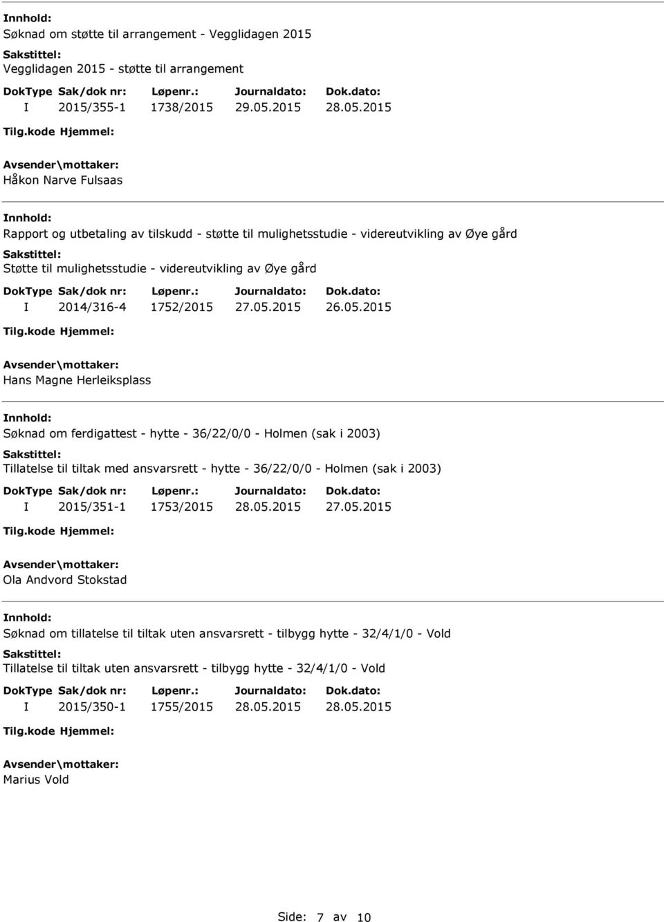 ferdigattest - hytte - 36/22/0/0 - Holmen (sak i 2003) Tillatelse til tiltak med ansvarsrett - hytte - 36/22/0/0 - Holmen (sak i 2003) 2015/351-1 1753/2015 Ola Andvord Stokstad nnhold: