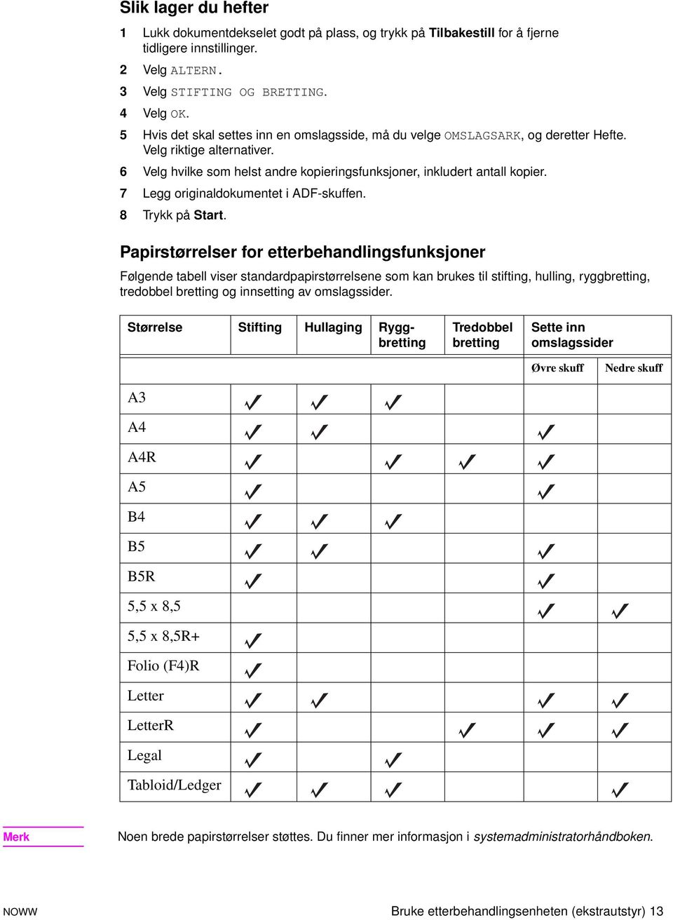 7 Legg originaldokumentet i ADF-skuffen. 8 Trykk på Start.