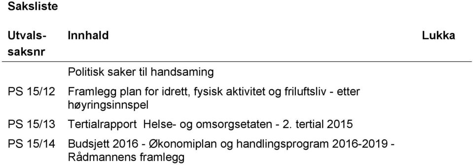 høyringsinnspel PS 15/13 Tertialrapport Helse- og omsorgsetaten - 2.