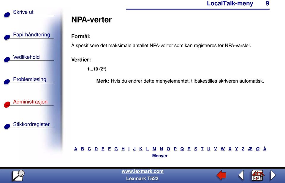 NPA-varsler. 1.