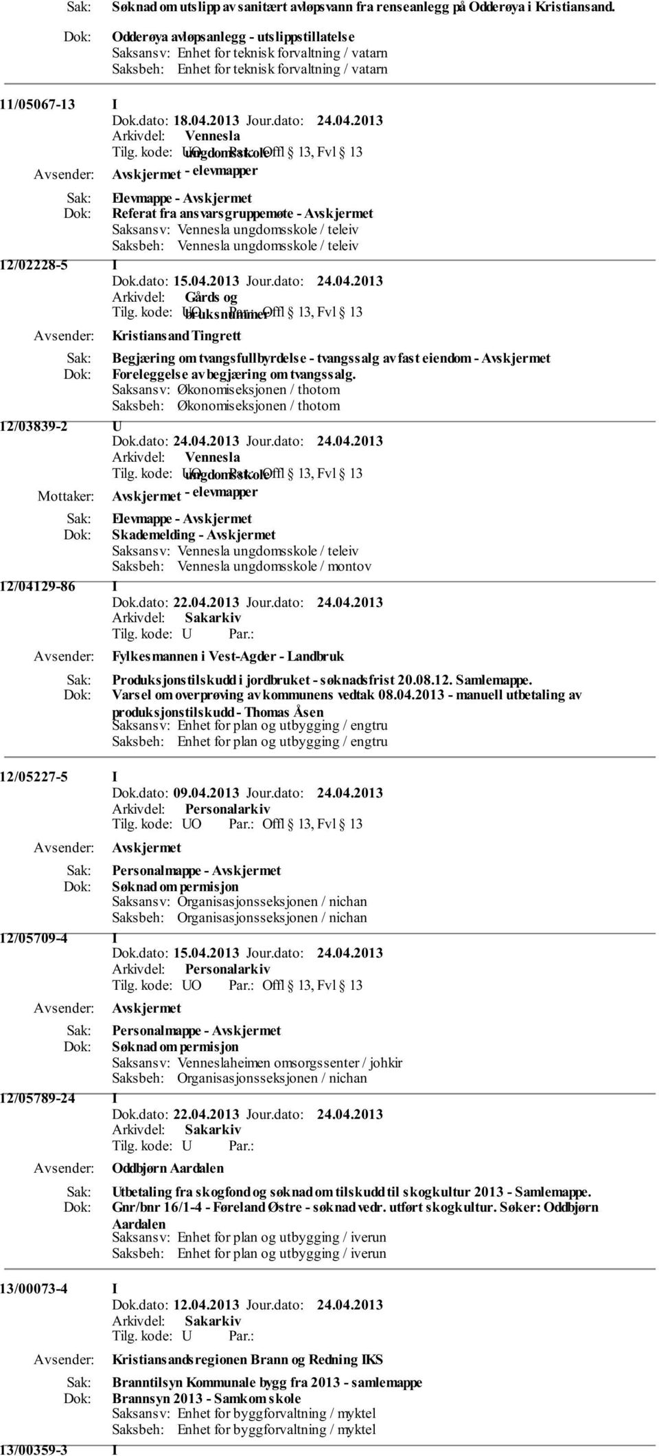 kode: UO ungdomsskole Par.: Offl 13, Fvl 13 - elevmapper Elevmappe - Referat fra ansvarsgruppemøte - Saksansv: Vennesla ungdomsskole / teleiv Saksbeh: Vennesla ungdomsskole / teleiv 12/02228-5 I Dok.