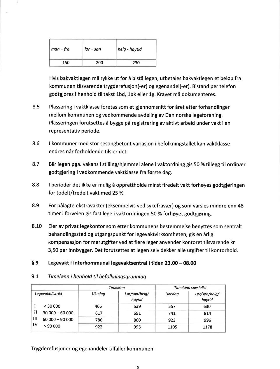 5 Plassering i vaktklasse foretas som et gjennomsnitt for året etter forhandlinger mellom kommunen og vedkommende avdeling av Den norske legeforening.
