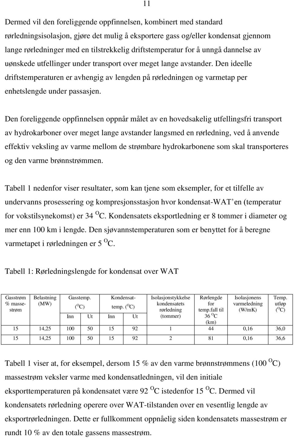 Den ideelle driftstemperaturen er avhengig av lengden på rørledningen og varmetap per enhetslengde under passasjen.