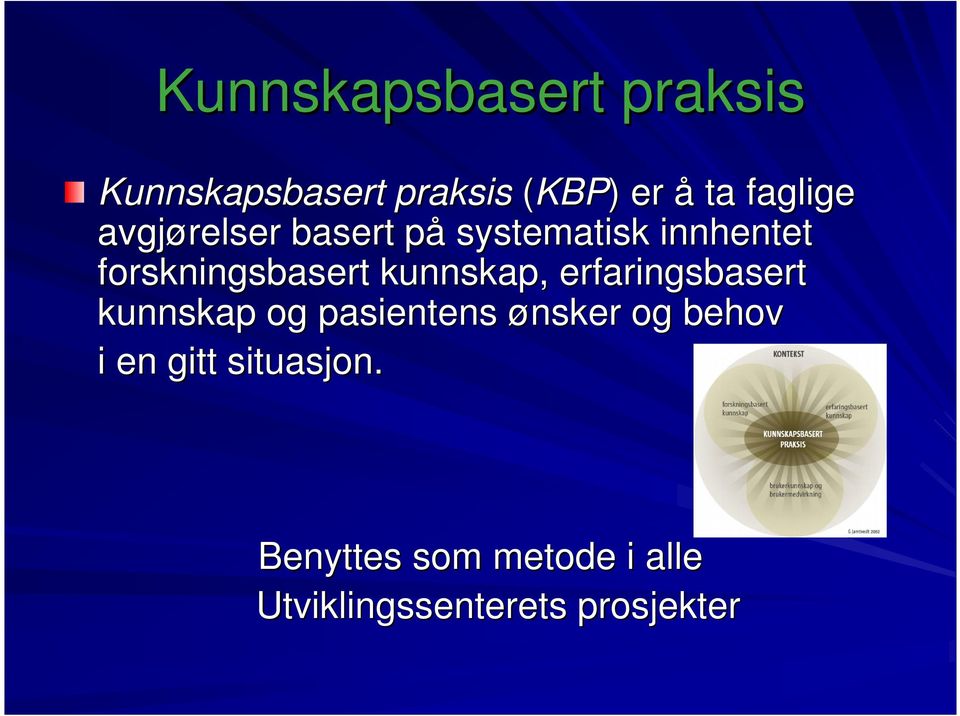 forskningsbasert kunnskap, erfaringsbasert kunnskap og pasientens