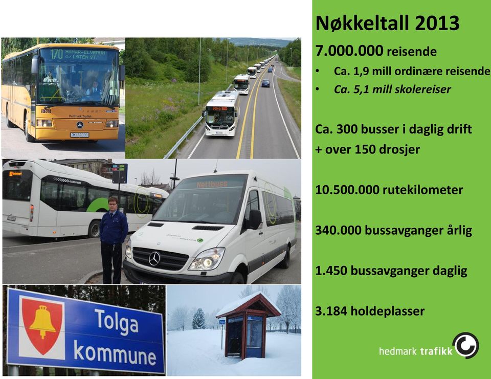 300 busser i daglig drift + over 150 drosjer 10.500.