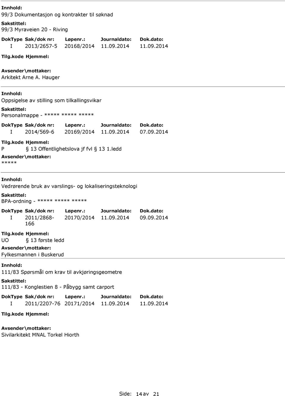 2014 nnhold: Vedrørende bruk av varslings- og lokaliseringsteknologi BA-ordning - 2011/2868-166 20170/2014 O Fylkesmannen i