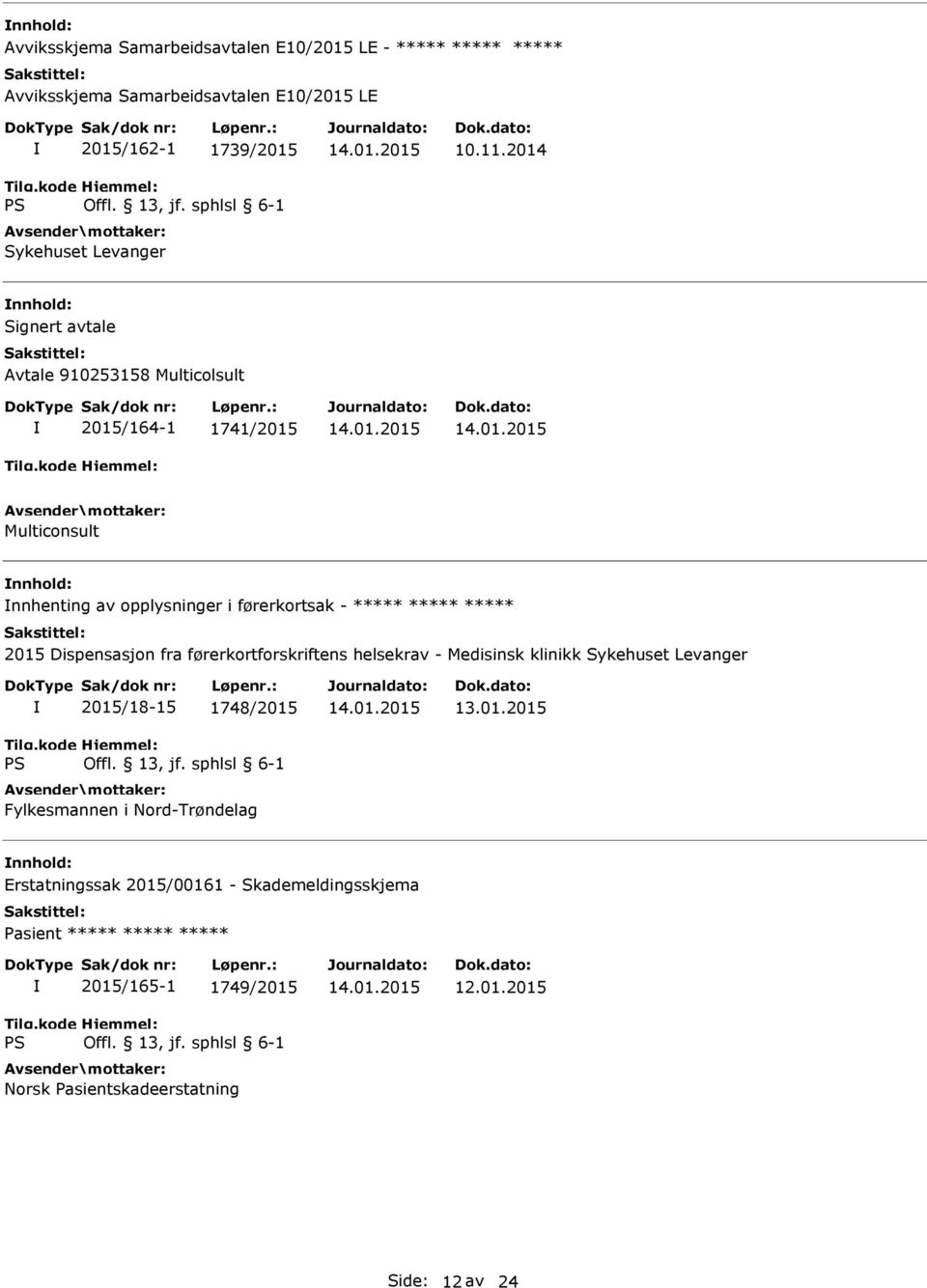 2014 Signert avtale Avtale 910253158 Multicolsult 2015/164-1 1741/2015 Multiconsult nnhenting av opplysninger i førerkortsak - ***** *****