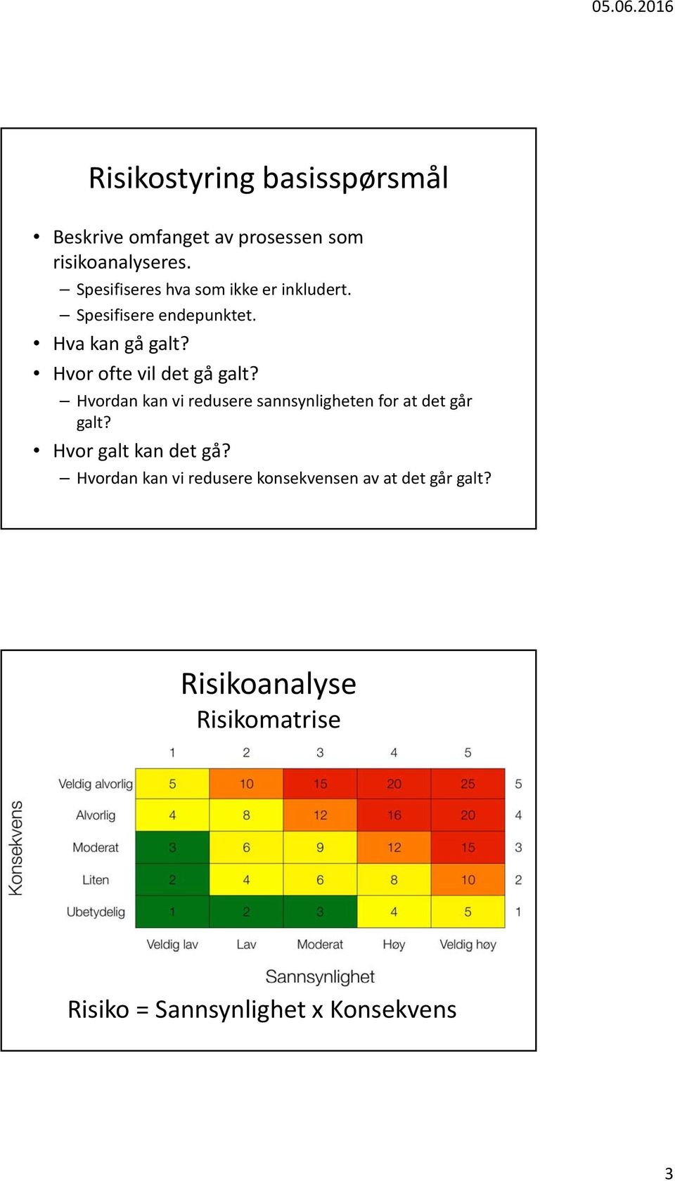 Hvor ofte vil det gå galt? Hvordan kan vi redusere sannsynligheten for at det går galt?